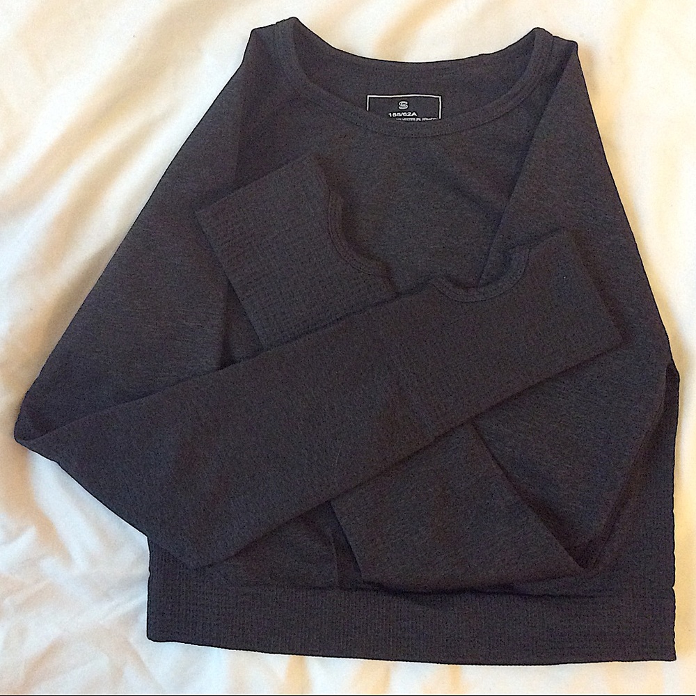Long Sleeve Crop Top (dark gray)